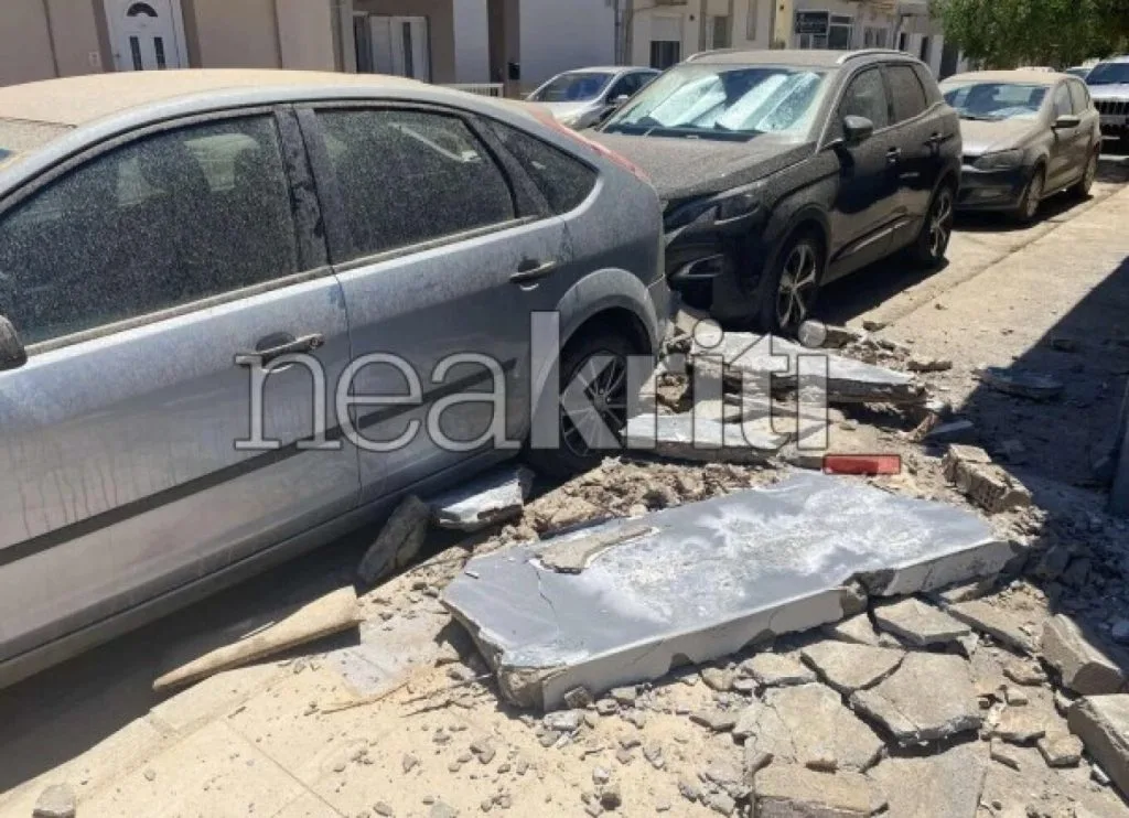 Κατάρρευση τμήματος ταράτσας στο Ηράκλειο: Από θαύμα αποφεύχθηκαν τα χειρότερα - Φωτογραφία 1